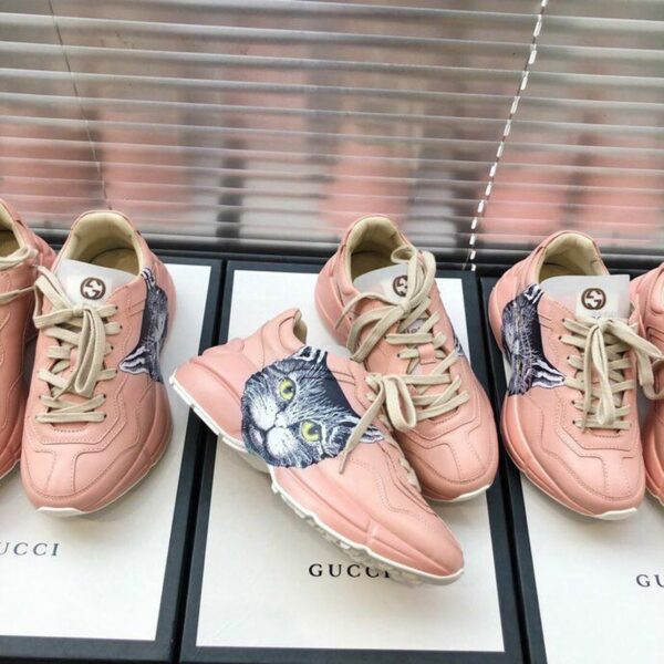 Gucci Rhyton Cat Unisex Dad SneakersSpring/Summer Collection Light Pink Women Shoes - Image 5