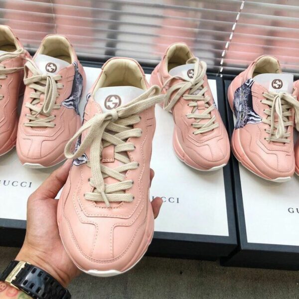 Gucci Rhyton Cat Unisex Dad SneakersSpring/Summer Collection Light Pink Women Shoes - Image 4