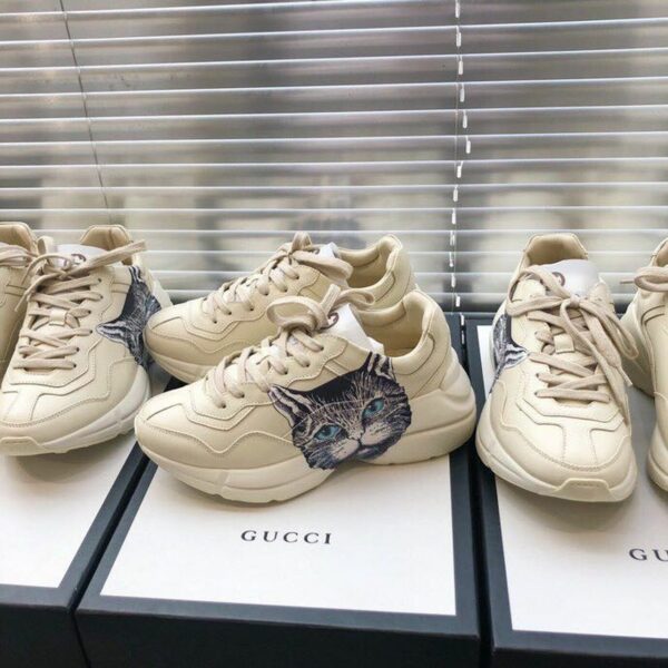 Gucci Rhyton Cat Unisex Dad SneakersSpring/Summer Collection Off White Women Shoes - Image 4