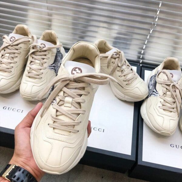 Gucci Rhyton Cat Unisex Dad SneakersSpring/Summer Collection Off White Women Shoes - Image 6