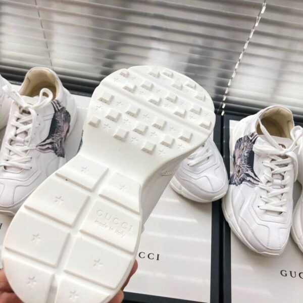 Gucci Rhyton Cat Unisex Dad SneakersSpring/Summer Collection White Women Shoes - Image 4