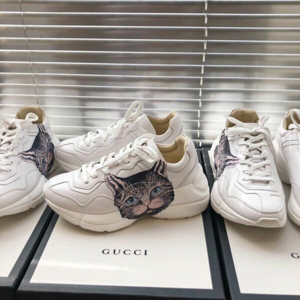 Gucci Rhyton Cat Unisex Dad SneakersSpring/Summer Collection White Women Shoes - Image 3