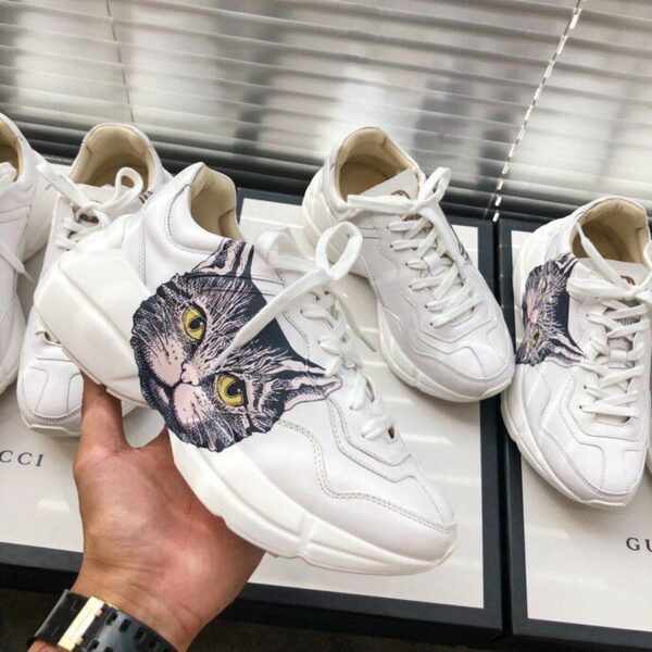 Gucci Rhyton Cat Unisex Dad SneakersSpring/Summer Collection White Women Shoes