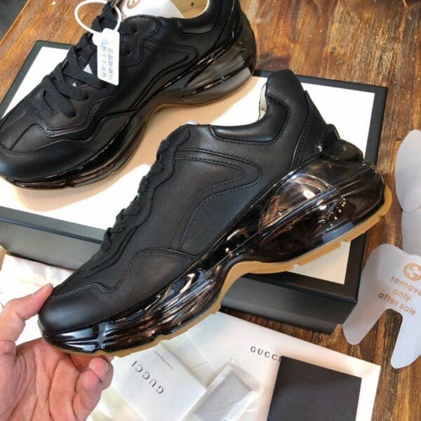 Gucci Rhyton Dad Transparent Sole SneakersSpring/Summer Collection Black Women Shoes - Image 7