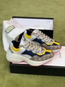 Gucci Rhyton Dad Unisex Sneakers 619891 Spring/Summer 2020 Collection, Beige/Ebony Women Shoes