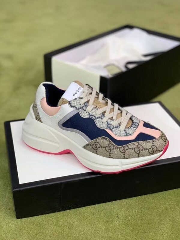 Gucci Rhyton Dad Unisex Sneakers 619891 Spring/Summer 2020 Collection, Beige/Ebony Women Shoes