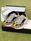 Gucci Rhyton Dad Unisex Sneakers 619891 Spring/Summer 2020 Collection, Beige/Ebony Women Shoes