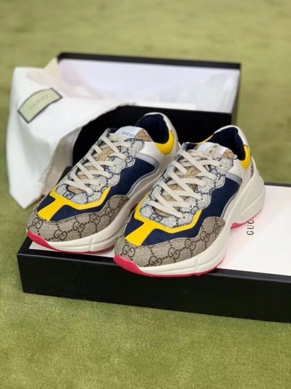 Gucci Rhyton Dad Unisex Sneakers 619891 Spring/Summer 2020 Collection, Beige/Ebony Women Shoes - Image 6
