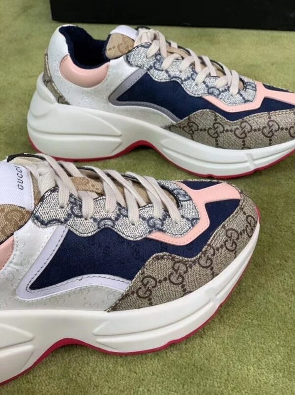 Gucci Rhyton Dad Unisex Sneakers 619891 Spring/Summer 2020 Collection, Beige/Ebony Women Shoes - Image 9