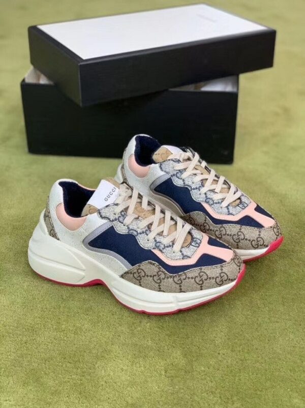 Gucci Rhyton Dad Unisex Sneakers 619891 Spring/Summer 2020 Collection, Beige/Ebony Women Shoes - Image 4