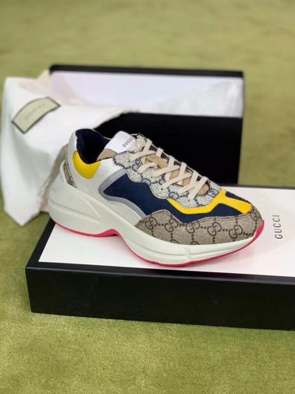Gucci Rhyton Dad Unisex Sneakers 619891 Spring/Summer 2020 Collection, Beige/Ebony Women Shoes