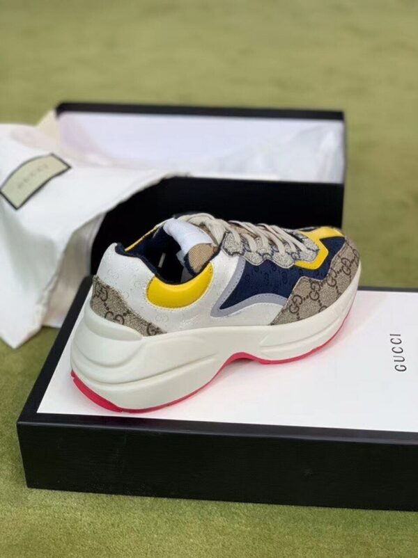 Gucci Rhyton Dad Unisex Sneakers 619891 Spring/Summer 2020 Collection, Beige/Ebony Women Shoes - Image 3