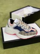 Gucci Rhyton Dad Unisex Sneakers 619891 Spring/Summer 2020 Collection, Beige/Ebony Women Shoes