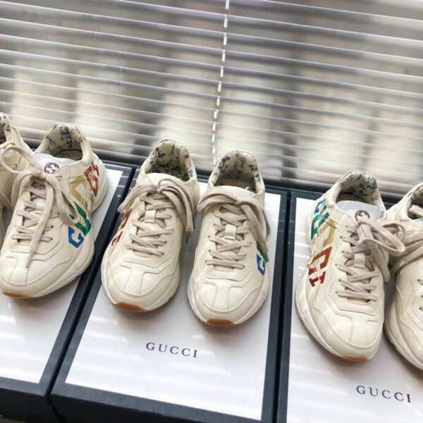 Gucci Rhyton Glitter Logo Unisex Dad SneakersSpring/Summer Collection Off White/Multicolor Women Shoes - Image 8
