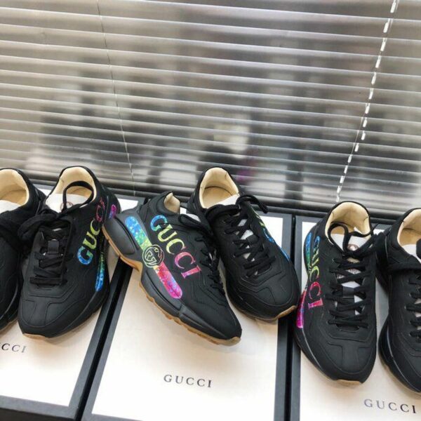 Gucci Rhyton Gucci Logo Unisex Dad SneakersSpring/Summer Collection Black Women Shoes - Image 6