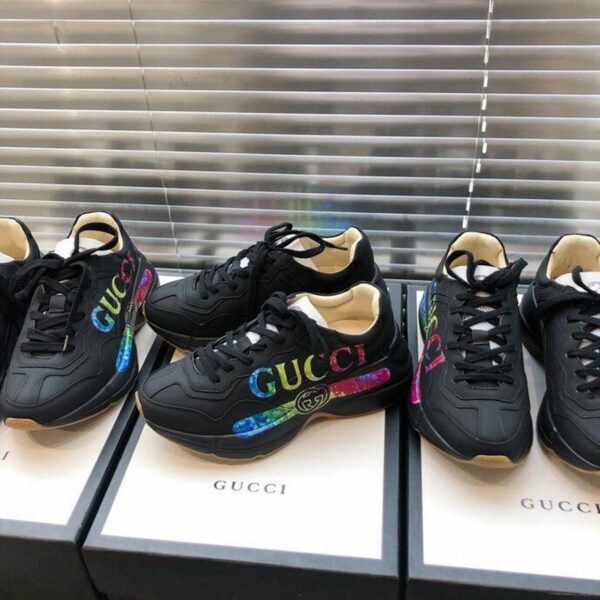 Gucci Rhyton Gucci Logo Unisex Dad SneakersSpring/Summer Collection Black Women Shoes - Image 5