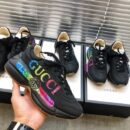 Gucci Rhyton Gucci Logo Unisex Dad SneakersSpring/Summer Collection Black Women Shoes