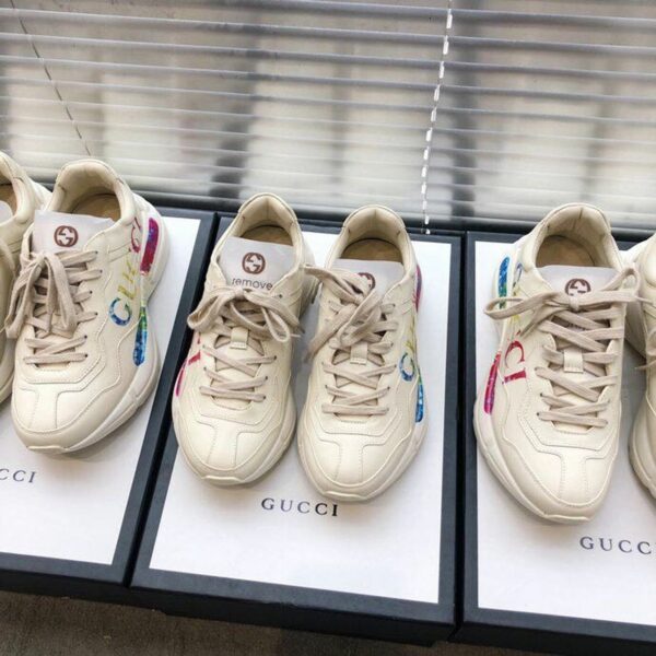 Gucci Rhyton Gucci Logo Unisex Dad SneakersSpring/Summer Collection Off White Women Shoes - Image 8