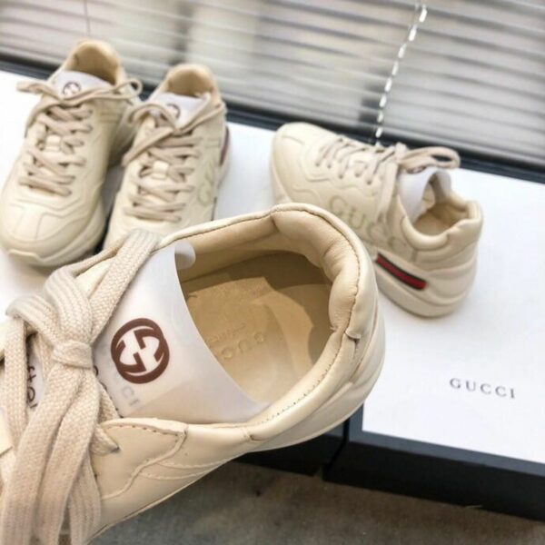 Gucci Rhyton Gucci Logo Unisex Dad SneakersSpring/Summer Collection Off White Women Shoes - Image 4