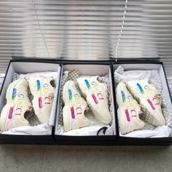 Gucci Rhyton Gucci Logo Unisex Dad SneakersSpring/Summer Collection Off White Women Shoes - Image 9