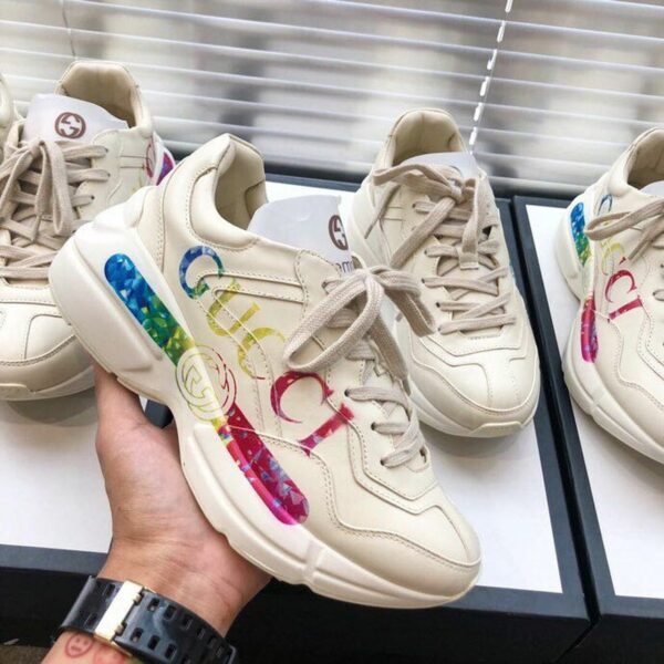 Gucci Rhyton Gucci Logo Unisex Dad SneakersSpring/Summer Collection Off White Women Shoes