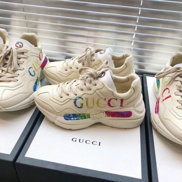 Gucci Rhyton Gucci Logo Unisex Dad SneakersSpring/Summer Collection Off White Women Shoes - Image 7