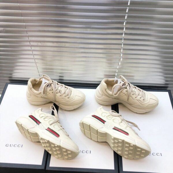 Gucci Rhyton Gucci Logo Unisex Dad SneakersSpring/Summer Collection Off White Women Shoes - Image 9