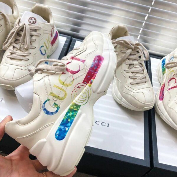 Gucci Rhyton Gucci Logo Unisex Dad SneakersSpring/Summer Collection Off White Women Shoes - Image 2