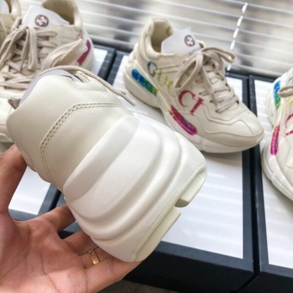 Gucci Rhyton Gucci Logo Unisex Dad SneakersSpring/Summer Collection Off White Women Shoes - Image 6