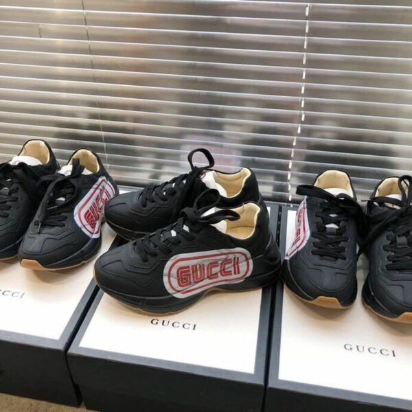 Gucci Rhyton Gucci Stamp Unisex Dad Sneakers 524991Spring/Summer 2019 Collection, Black Women Shoes - Image 6