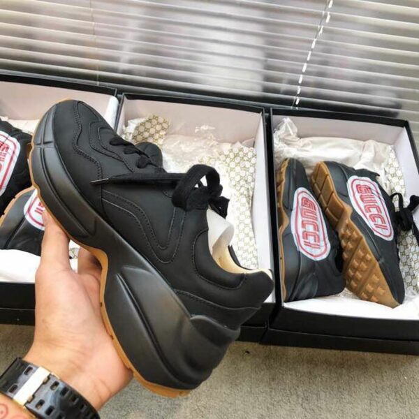 Gucci Rhyton Gucci Stamp Unisex Dad Sneakers 524991Spring/Summer 2019 Collection, Black Women Shoes - Image 3