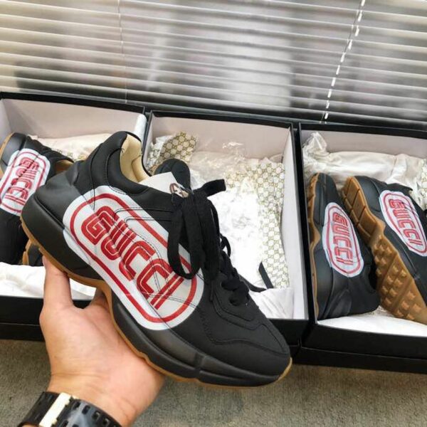 Gucci Rhyton Gucci Stamp Unisex Dad Sneakers 524991Spring/Summer 2019 Collection, Black Women Shoes