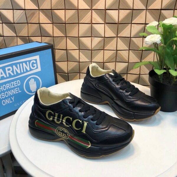 Gucci Rhyton Logo Dad Sneakers 552851Spring/Summer 2019 Collection, Black Women Shoes