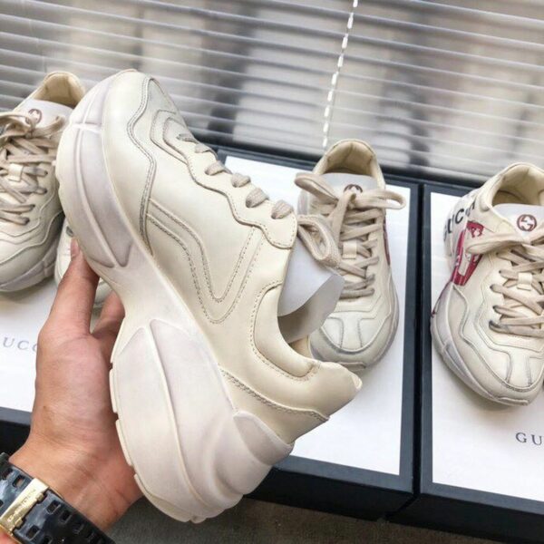 Gucci Rhyton Open Lips Unisex Dad SneakersSpring/Summer Collection Off White/Red Women Shoes - Image 4