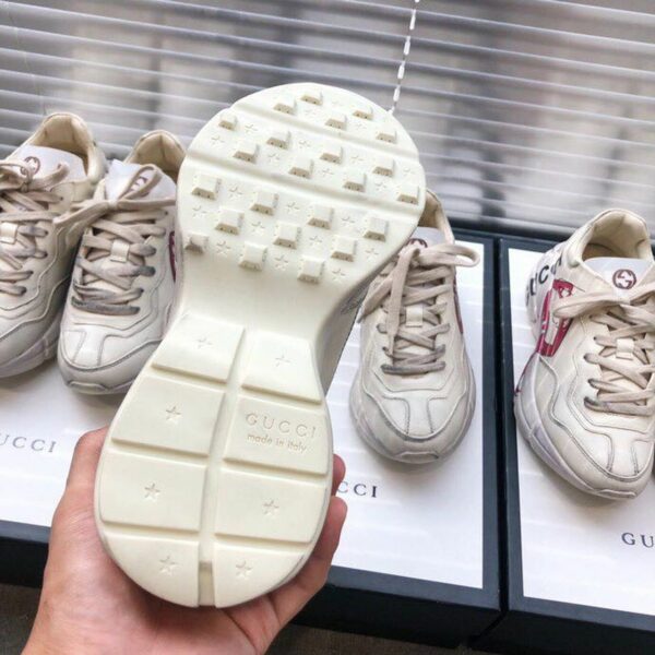 Gucci Rhyton Open Lips Unisex Dad SneakersSpring/Summer Collection Off White/Red Women Shoes - Image 5
