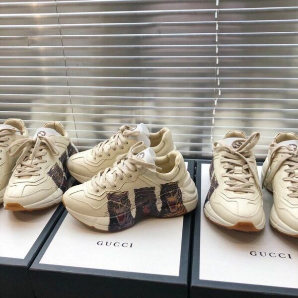 Gucci Rhyton Panther Unisex Dad Sneakers ??524991Spring/Summer 2019 Collection, Off White/Black Women Shoes - Image 4