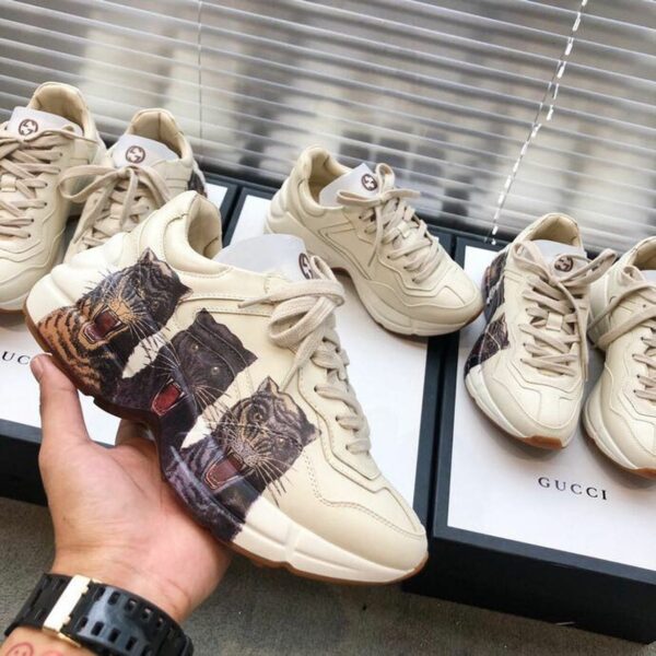 Gucci Rhyton Panther Unisex Dad Sneakers ??524991Spring/Summer 2019 Collection, Off White/Black Women Shoes