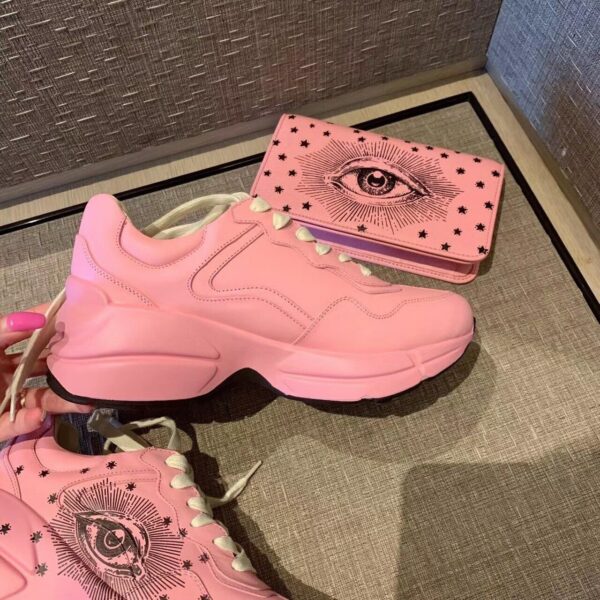 Gucci Rhyton Sneakers with Eye 576963Spring/Summer 2019 Collection, Pink Women Shoes - Image 7