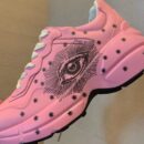 Gucci Rhyton Sneakers with Eye 576963Spring/Summer 2019 Collection, Pink Women Shoes