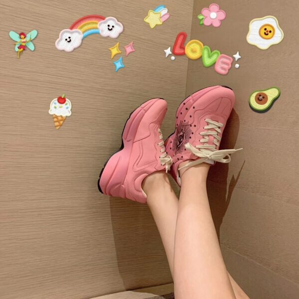 Gucci Rhyton Sneakers with Eye 576963Spring/Summer 2019 Collection, Pink Women Shoes - Image 4