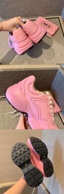 Gucci Rhyton Sneakers with Eye 576963Spring/Summer 2019 Collection, Pink Women Shoes