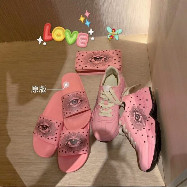 Gucci Rhyton Sneakers with Eye 576963Spring/Summer 2019 Collection, Pink Women Shoes - Image 5