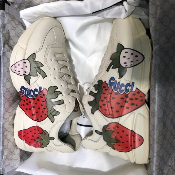 Gucci Rhyton Strawberry Print Dad Sneakers ?576963Spring/Summer 2019 Collection, Off White Women Shoes - Image 3