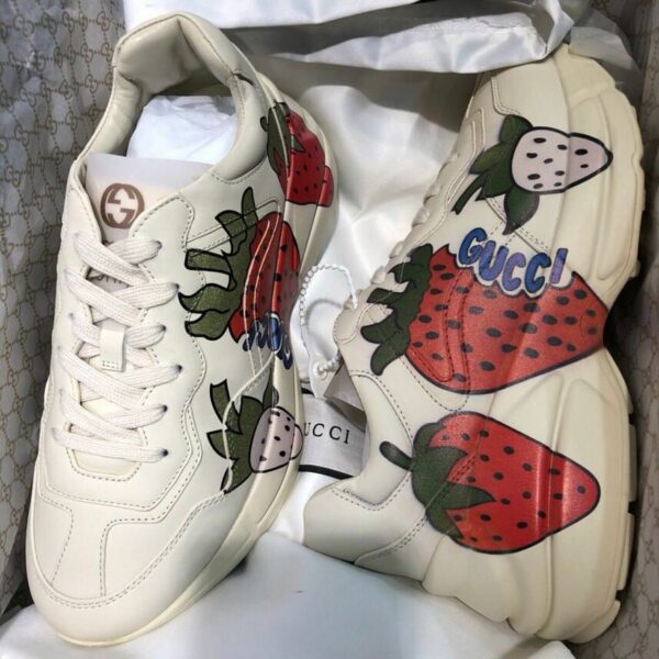 Gucci Rhyton Strawberry Print Dad Sneakers ?576963Spring/Summer 2019 Collection, Off White Women Shoes - Image 6