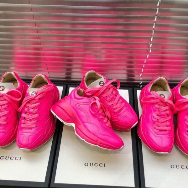 Gucci Rhyton Unisex Dad Sneakers ??524991Spring/Summer 2019 Collection, Neon Pink Women Shoes