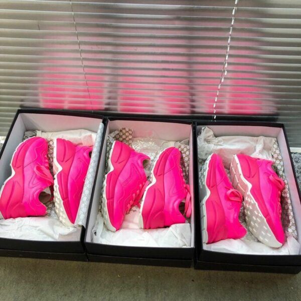 Gucci Rhyton Unisex Dad Sneakers ??524991Spring/Summer 2019 Collection, Neon Pink Women Shoes - Image 9
