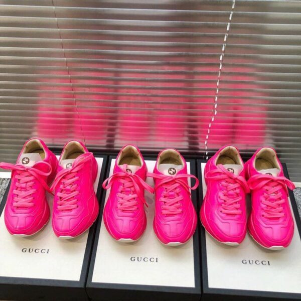Gucci Rhyton Unisex Dad Sneakers ??524991Spring/Summer 2019 Collection, Neon Pink Women Shoes - Image 2