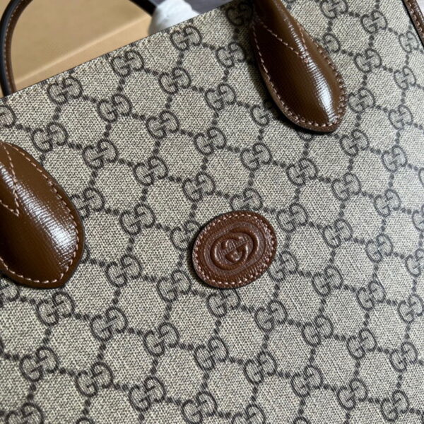 Gucci Small Beige And Ebony GG Canvas Tote With Interlocking G 723308 - Image 4
