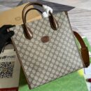 Gucci Small Beige And Ebony GG Canvas Tote With Interlocking G 723308