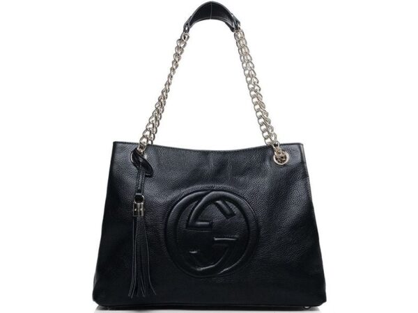 Gucci Soho Medium Leather Tote Black